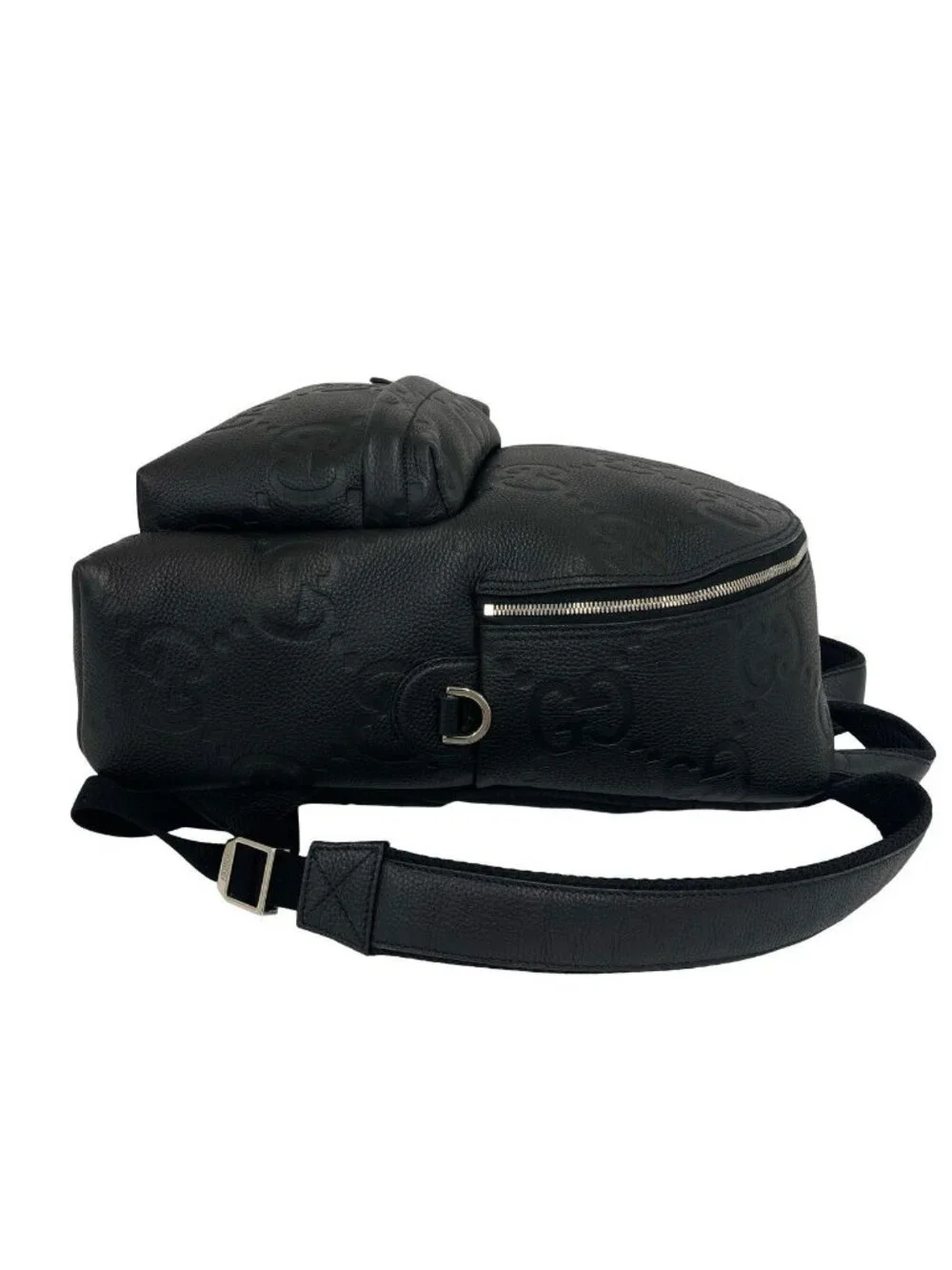 Gucci Jumbo GG Logo Leather Backpack Black